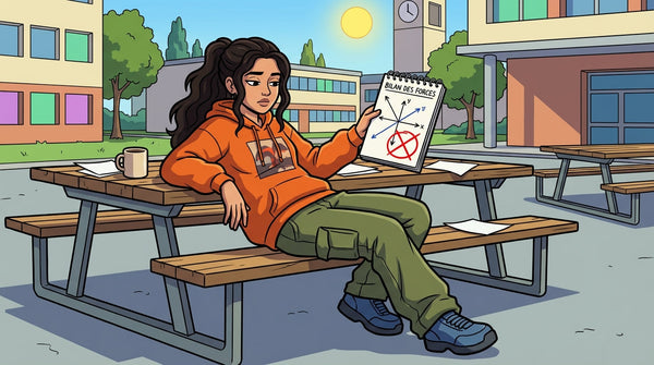 Inès révise la mécanique pour éviter les erreurs fréquentes en spécialité physique-chimie de première.