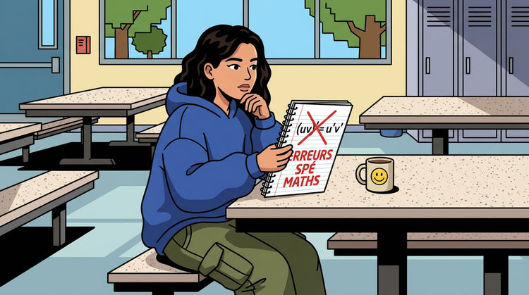 Inès révise ses cours et corrige les erreurs fréquentes en spécialité mathématiques de première.