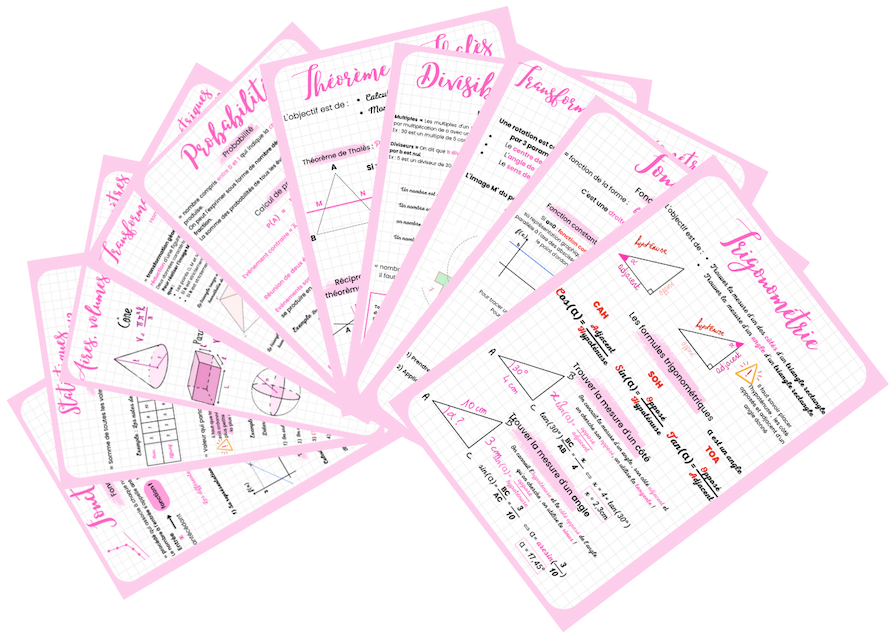 Pack brevet de Maths + 2 corrections de Brevet (45 pages) – Inès Maths