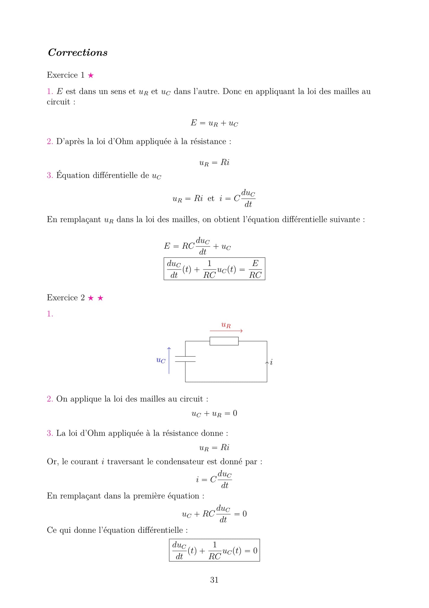 Fiche de corrections d'exercices de Physique Chimie Terminale. Démonstrations détaillées avec schémas. Support pour vérifier les calculs bac spécialité.