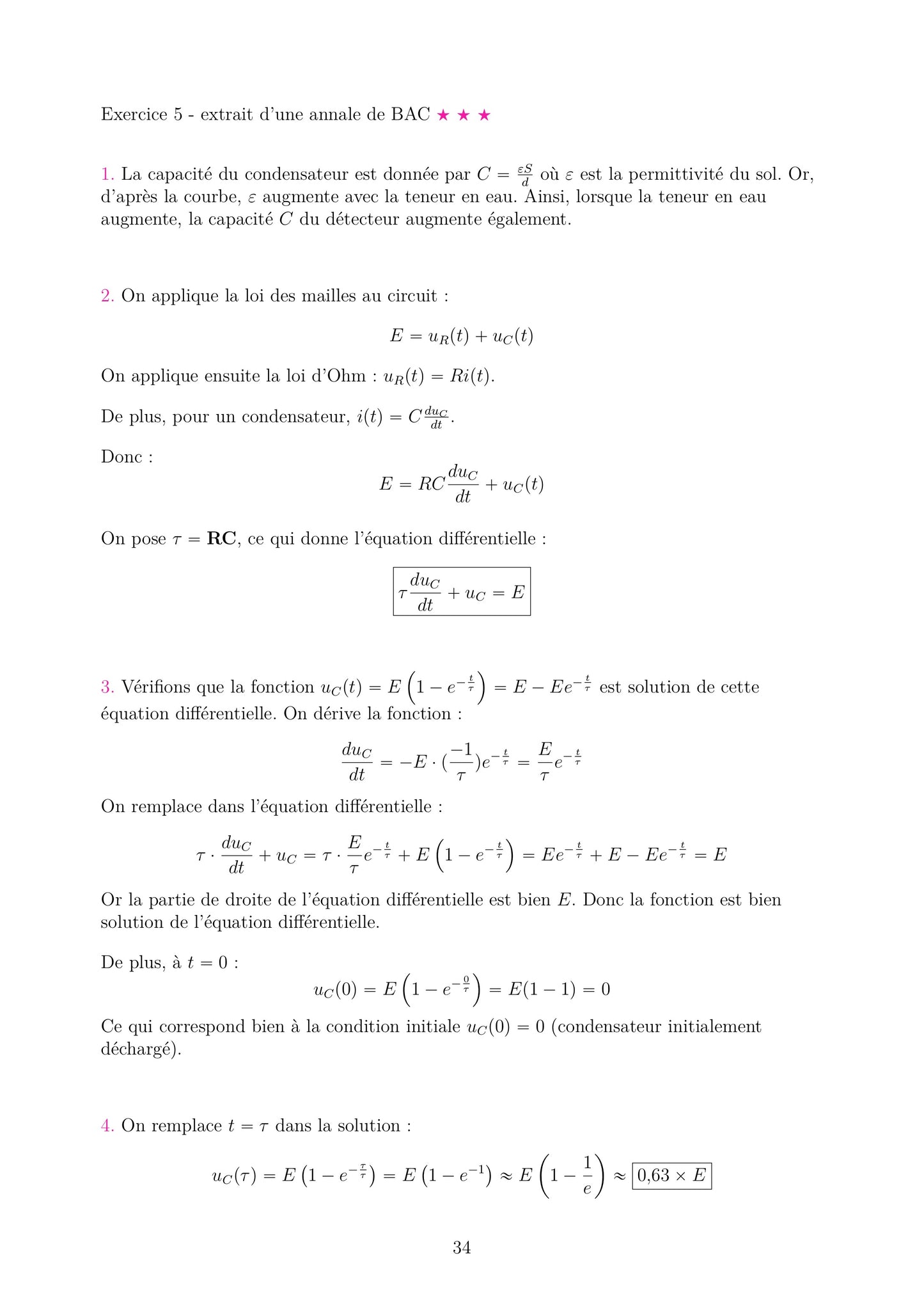 Fiche de correction détaillée de Physique Chimie Terminale (type bac). Étapes algébriques complètes avec raisonnement physique. Support pour vérifier les calculs bac spécialité.