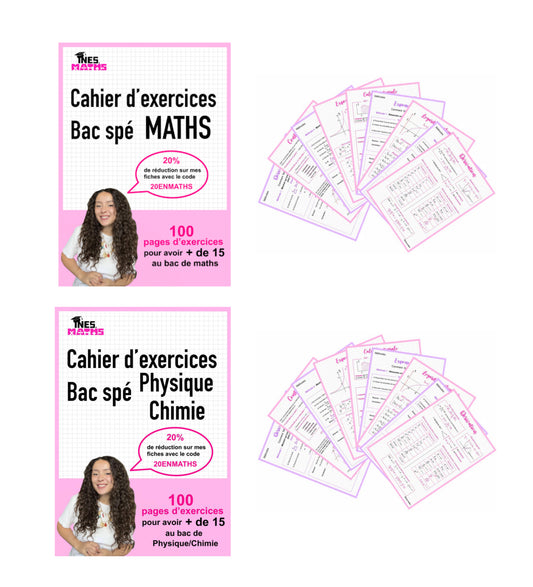 Fiches de révision et cahiers d'exercice pour le bac de maths et de physique chimie