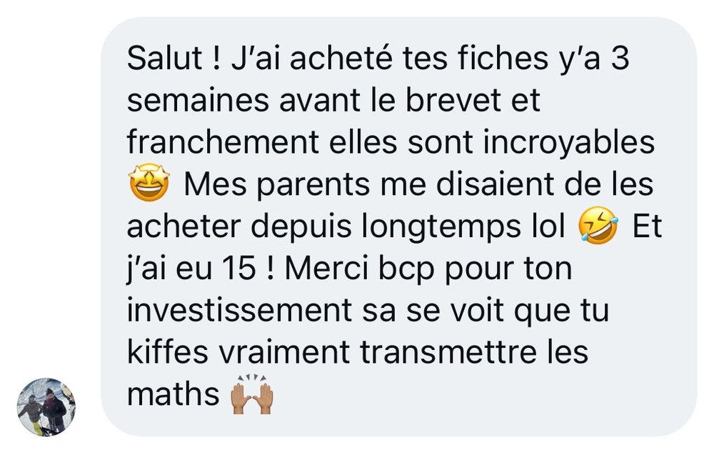 15 au brevet après 3 semaines de révision avec les fiches Inès Maths