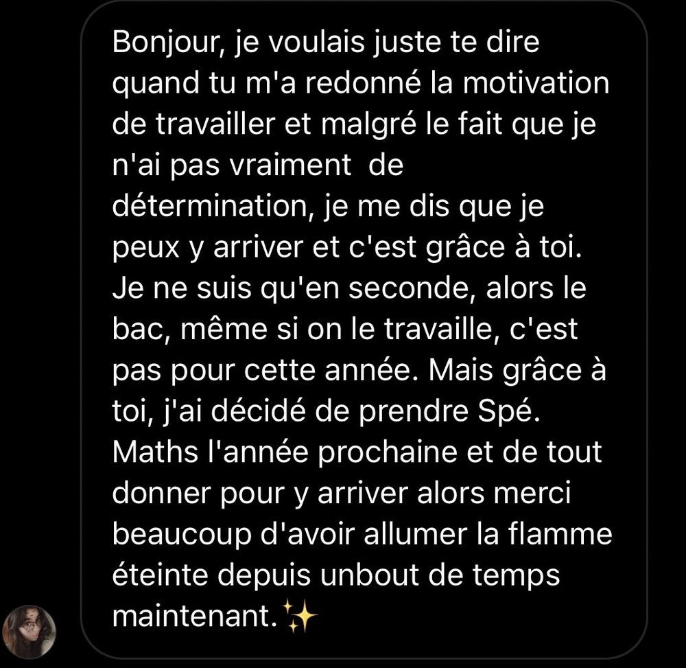 Élève seconde inspirée par Inès à prendre Spé Maths — fiches qui rallument la motivation