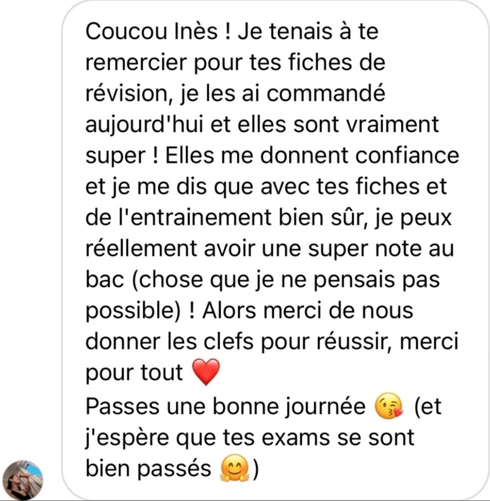 Coucou Inès — je peux réellement avoir une super note au bac de maths grâce à tes fiches